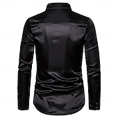 cheap Men's Satin Shirts-Men's Shirt Satin Shirt Dress Shirt Casual Shirt Solid Color Outdoor Work Black White Red Navy Blue Long Sleeve Turndown Summer Spring Clothing Apparel Sequins