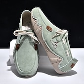 Недорогие Повседневные туфли на шнуровке-Men's Mint Green Casual Loafers, Lace-Up Comfort Walking Shoes, Lightweight Soft Sole Shoes for Travel, Daily Wear, Outdoor Activities