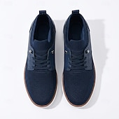 economico Scarpe Casual con Lacci-Scarpe da ginnastica Oxford da uomo blu navy in maglia, scarpe casual stringate eleganti da passeggio, scarpe comode e leggere per ufficio, viaggi e uso quotidiano
