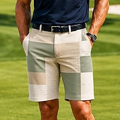 preiswerte Bedruckte Shorts-Herren Geometrisch Farbblockmuster Farbblockierung Bermudashorts Freizeitshorts Kurze Golfhosen Mittlere Taille Business-Casual Arbeit Golf Strandurlaub Kurze Hose mit flacher Vorderseite und 4