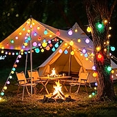 economico Striscie luci ad energia solare-Ghirlanda luminosa solare con globo, 5 m 20 LED, 7 m 50 LED, 12 m 100 LED, luci fatate impermeabili per esterni, ideali per giardino, patio, matrimoni, campeggio, feste, Natale e Halloween.