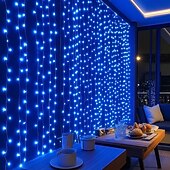 preiswerte Vorhang- und Eiszapfenlichter-3M Lichterketten 320 LEDs 1 Stück Warmweiß Weiß Blau Kreative Lichterketten Festtagslichter Fenster- / Vorhang- / Eiszapfenlichter Halloween Innenbereich Wasserdicht 110-240 V