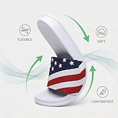 abordables Pantuflas y chanclas de hombre-Sandalias planas para hombre con estampado de bandera, zapatos de verano sin cordones con punta abierta, sandalias casuales ligeras para festivales de música, playa, piscina y uso diario.