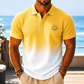 ieftine Polo hawaian pentru bărbați-Bărbați Gradiant Tricouri polo Waffle Manșon scurt Tricouri de polo Cămăși cu guler Stațiune Îmbrăcăminte Atletică Ținuta de festival Imprimare 3D Nasturi Material Plasă care Respiră Primavara vara