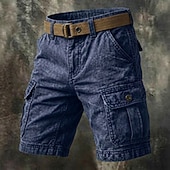 billige Klassisk-Herre Cargoshorts Shorts Sommershorts Casual shorts Syrevaskede shorts Lomme Elastisk midje Vasket Komfort Pustende Knelengde Avslappet utendørs Strand Ferie Mote Navyblå Himmelblå Mikroelastisk