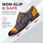 cheap Elemental Dress Shoes-Men's Floral Print Oxford Dress Shoes, Handmade Leather Business Casual Shoes, Fashion Statement Footwear for Weddings, Parties, Formal Events