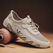 economico Scarpe Casual con Lacci-Scarpe da ginnastica da uomo beige in mesh – scarpe casual traspiranti e leggere, comode calzature da esterno per viaggi, passeggiate e uso quotidiano