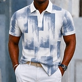  Herren Farbblock Geometrisch Poloshirts Kurzarm Polo-Shirts Hemden mit Kragen Lässig Athleisure Ferien Alltagskleidung 3D-Druck Knöpfe Atmungsaktives Gewebe Sommer Frühling Blau Schwarz Purpur