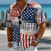 cheap Patriotic 250 Shirts-4th of July 2026 250th Men's Star Tie Dyed American Flag Shirt Summer Shirt Button Up Shirt Short Sleeve Patriotic Outdoor Festival Summer Spring Turndown 3D Print Collared Shirts Blue Blue 1#