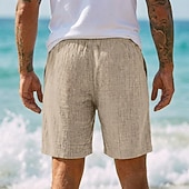 abordables Día festivo-Hombre Pantalón corto Pantalones cortos de verano Pantalones cortos de playa Pantalones cortos casuales Correa Cintura elástica Color sólido Con Texturas Comodidad Longitud de la rodilla Diario