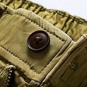お買い得  Classic-Men's Cargo Shorts Shorts Summer Shorts Drawstring Elastic Waist Multi Pocket Solid Color Plain Comfort Wearable Short Casual Daily Outdoor Fashion Casual Khaki Black Inelastic