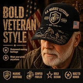 economico 250° Anniversario degli Stati Uniti-Cappellino da baseball per veterani dei Marines statunitensi, cappello militare ricamato con toppa della bandiera americana, cappellino trucker patriottico regolabile per veterani, per tutti i giorni,