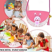  Kit per realizzare borsette in feltro fai da te (confezione da 4/6/9 pezzi), portamonete a forma di animale fatto a mano con nappe e campanellini, kit per cucire dinosauro, unicorno, leone, volpe, farfalla, attività artistica educativa, bomboniere per fes