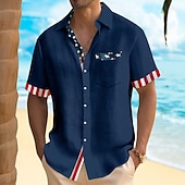 ieftine Patriotice 250 tricouri-Tricou Bărbătesc cu Steagul American US 250 de ani Tricou de Vară Tricou cu Buton Tricou cu Mâneci Scurte Patriotic Daily Outdoor Sărbătoare Vară Primăvară Tăiat 3D Print Cu Un Ciorchine Ca Un Tricou