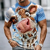  Per uomo Animale mucche Maglietta Manica Corta maglietta Stampa 3D Girocollo Camicia Divertente Casuale Quotidiano Streetwear Blu Blu 1# Estate Primavera Abbigliamento S M L XL 2XL 3XL