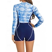 Χαμηλού Κόστους Rash Guards One Pieces-Γυναικεία Προστατευτικά Μαγιό Ολόσωμα κομμάτια Εκτυπωμένο Κουμπώσου Πολύ Ελαφρύ (UL) Προστασία UV Ελαστικό Μακρυμάνικο Μαγιό Σέρφινγκ Ψαροντούφεκο Άνοιξη