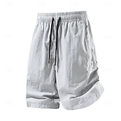 cheap Classic-Men's Lightweight Cargo Shorts Comfort Waist Tactical Cargo Shorts Casual Shorts Drawstring Pocket Elastic Waist Plain Quick Dry Knee Length Outdoor Streetwear Daily Wear Fashion Streetwear Black