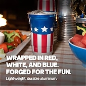  10 wiederverwendbare Aluminiumbecher zum 250. Jahrestag der USA, patriotische Jubiläumsbecher für Unabhängigkeitstag, Grillpartys, Picknicks, Feiertage, wiederverwendbare Metallbecher