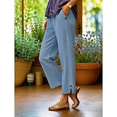  Femmes Jeans Denim Chino Longueur complète Naturel Couleur Unie Avec Poches Confortable Non Elastique Décontracté Quotidien Noir bleu marine Bleu Ciel Automne Coupe Ample