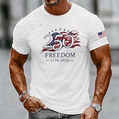 cheap Patriotic 250 T-shirts-4th of July 2026 250th Men's US Flag T Shirt Short Sleeve T shirt 3D Print Crew Neck Shirt Patriotic Daily Festival Blue White Black Summer Spring Clothing Apparel S M L XL XXL XXXL
