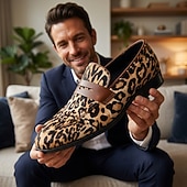 voordelige Premium leren loafers-Instappers met luipaardprint voor heren, nette schoenen, modieuze feestschoenen voor bruiloften, clubs en avondevenementen.
