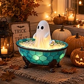 お買い得  屋内＆パーティー照明-ハロウィンの幽霊バスタブナイトライトLED樹脂製フィギュアランプ、光る幽霊 &amp;犬の装飾テーブルライト、寝室、リビングルーム、オフィス、ホリデーギフト用の不気味なカボチャパーティーの雰囲気の装飾