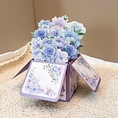 preiswerte Geschenke-3D-Pop-up-Karte mit lila Rose, große Blumengrußkarte in einer Schachtel für Frauen, Mütter, Ehefrauen, Omas – handgefertigtes Geschenk zum Muttertag, Geburtstag, Jahrestag, als Genesungswunsch,