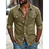 economico Camicie da lavoro da uomo-camicia da uomo softfade™ camicia casual camicia da lavoro camicia western camicia con bottoni capo tinto blu nero rosso verde manica lunga camicia semplice colletto casual quotidiano tasca frontale abbigliamento cotone