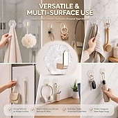 cheap Home Storage &amp; Hooks-15/20 PCS Water Ripple Hexagonal Self Adhesive Hooks, No-Drill Waterproof Wall Hooks for Bathroom Kitchen, Heavy Duty Acrylic Glacier Ripple Hook for Towels Keys &amp; Home Decor