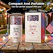  Stick glitterato patriottico per il corpo del 4 luglio, 1/2 stick glitterato rosso, bianco e blu per il viso, glitter impermeabile per il festival del 4 luglio per corpo, capelli e viso, glitter