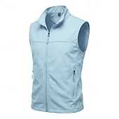 abordables Vestes de course-Homme Couleur Unie Gilet de course à pied Veste softshell Débardeur Rembourré Été Printemps Automne Avec Poches Fermeture intégrale Sans manches Séchage Rapide Léger Respirant Salle de sport Pêche