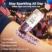  Stick glitterato patriottico per il corpo del 4 luglio, 1/2 stick glitterato rosso, bianco e blu per il viso, glitter impermeabile per il festival del 4 luglio per corpo, capelli e viso, glitter