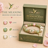 voordelige Geschenken-liefde, vrede &amp;Lente zegeningen 2026 limited edition armband met geschenkdoos voor vrouwen, inspirerende bij, blauwe vogel, vlinder armband, sieraden bedeltjes, polsbandje, elastisch stretch