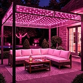 abordables Projecteurs haute tension à brancher-Guirlande lumineuse LED en filet, décoration extérieure en filet, guirlande lumineuse multicolore LED étanche pour buissons, arbustes, haies, arbres et pelouse