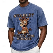 abordables Magliette divertenti da uomo-Men's Stable That's For Horses Funny 100 Cotton Acid Wash Heavyweight T-shirt Short Sleeve T shirt DTG Crew Neck Shirt Fashion Daily Holiday Spring Summer Clothing Apparel