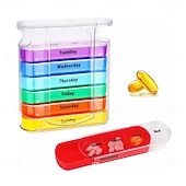  Pillenbox für 7 Tage, tragbare Pillendose mit 21 Fächern, Reiseetui für 3 Tagesdosen, Vitamin-Organizer aus Kunststoff mit Farbverlauf für Zuhause, Handtasche und Reisen