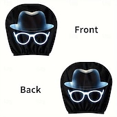 abordables Fundas-Fundas para reposacabezas de asiento con estampado de gafas de moda neón y sombrero de caballero (2/4 unidades), ajuste universal, fáciles de limpiar, suaves, cómodas, duraderas y transpirables,