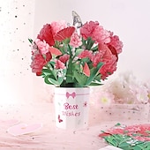 economico Regali-Confezione da 2 biglietti d'auguri 3D a comparsa con bouquet di fiori e girasoli &amp;Garofani di carta in vaso per la festa della mamma, compleanno, anniversario, auguri di pronta guarigione, biglietto