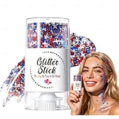  Stick glitterato patriottico per il corpo del 4 luglio, 1/2 stick glitterato rosso, bianco e blu per il viso, glitter impermeabile per il festival del 4 luglio per corpo, capelli e viso, glitter