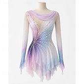 cheap Figure Skating Dresses-Figure Skating Fleece Jacket Figure Skating Dress Women's Ice Skating Dress Pink Patchwork Thumbhole Stretchy Training Competition Skating Wear Classic Crystal / Rhinestone Long Sleeve Ice Skating