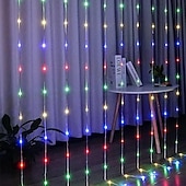 preiswerte Vorhang- und Eiszapfenlichter-3M Lichterketten 320 LEDs 1 Stück Warmweiß Weiß Blau Kreative Lichterketten Festtagslichter Fenster- / Vorhang- / Eiszapfenlichter Halloween Innenbereich Wasserdicht 110-240 V