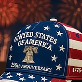  Cappellino Baseball Regolabile Sole Esterna Streetwear Patriottico Bandiera Americana 250° Anniversario