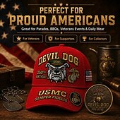  Boné comemorativo do 250º aniversário do Corpo de Fuzileiros Navais dos EUA, modelo Devil Dog. &Conjunto de moedas, boné de beisebol vermelho bordado com emblema da USMC Semper Fidelis (águia, globo e