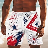 baratos Shorts Patrióticos 250-2026 250º Calções de Banho Masculinos com Bandeira Americana Trajes de Banho Shorts de Natação Board Shorts Cintura Média Patrióticos Diários Festival ao Ar Livre Bolsos Laterais Forro de Malha