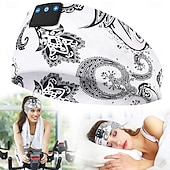 levne TWS Pravá bezdrátová sluchátka-Sluchátka na spaní s Bluetooth čelenkou, bezdrátová sportovní čelenka s vestavěnými HD stereo reproduktory, měkká elastická prodyšná oční maska pro spaní na boku, běh, jóga, cestování, paisley vzor