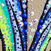 cheap Rhythmic Gymnastics Leotard-Figure Skating Leotard Women's Ice Skating Figure Skating Leotard Blue+Green Patchwork Stretchy Training Competition Skating Wear Classic Crystal / Rhinestone Sleeveless Ice Skating Figure Skating
