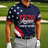  4th of July 2026 250th Men's USA Golf Sports Polo Shirts Short Sleeve Polo Shirts Collared Shirts Casual Athleisure 3D Print Buttons Breathable Mesh Spring & Summer Blue 1 Blue 3# Blue 2#