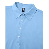 Недорогие Vacation-Men's Shirt Linen Shirt Summer Shirt Beach Wear Plain Vacation Casual Black White Blue Khaki Long Sleeve Lapel Spring &amp; Summer Clothing Apparel