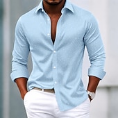 cheap Men's Non Iron Shirts-Men's Shirt Dress Shirt Button Up Shirt Polka Dot Casual Daily White Light Blue Black Red Long Sleeve Turndown All Seasons Clothing Apparel Slim Fit