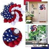 cheap USA 250th-Patriotic American Flag Flower Wreath, 4th of July Independence Day Decor, Red White Blue Stars &amp; Stripes Floral Wall Hanging for Front Door Porch, Memorial Day Veterans Day Decorations